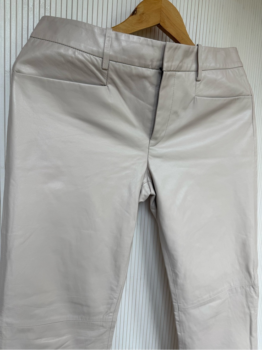 Rag & Bone Size 2 Women's Straight Leg Leather Pants in Light Taupe